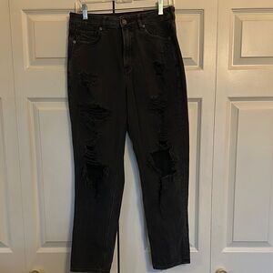 Black Ripped Mom Jeans